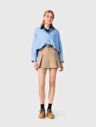 Short en coton plissé