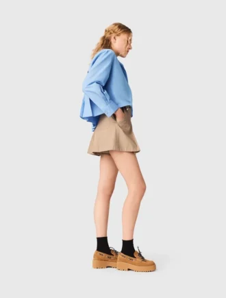 Short en coton plissé