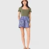 Short en coton rayé brodé Short en coton rayé brodé
