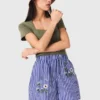 Short en coton rayé brodé Short en coton rayé brodé