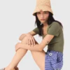 Short en coton rayé brodé Short en coton rayé brodé