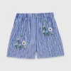 Short en coton rayé brodé Short en coton rayé brodé