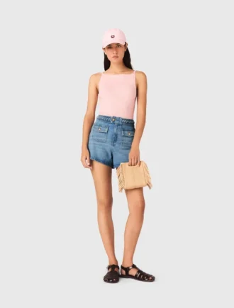 Short en denim tressé