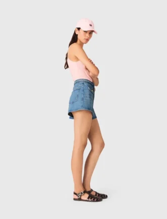 Short en denim tressé