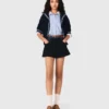 Short en tweed avec détails en denim
