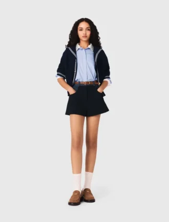 Short en tweed avec détails en denim