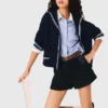 Short en tweed avec détails en denim