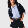 Short en tweed avec détails en denim