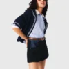 Short en tweed avec détails en denim