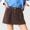 Short en tweed avec taille élastiquée
