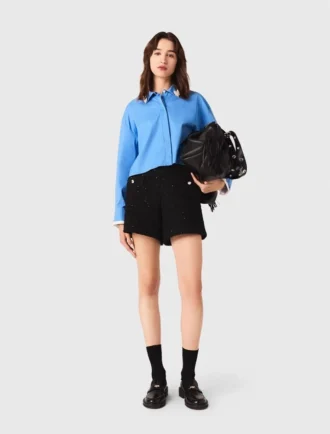 Short en tweed à strass