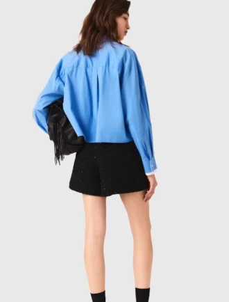 Short en tweed à strass