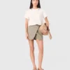 Short superposé en mélange de lin