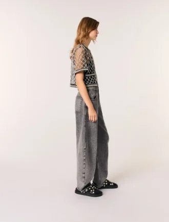 Top en tulle brodé