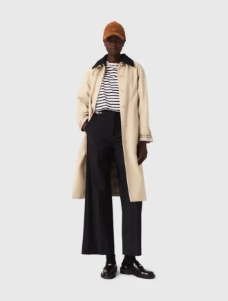 Trench-coat à manches et col contrastés