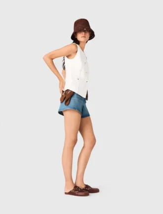 Veste brodée en mélange de lin