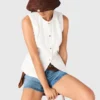 Veste brodée en mélange de lin Veste brodée en mélange de lin