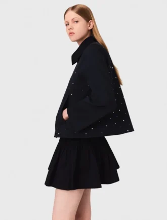 Veste courte à col en velours