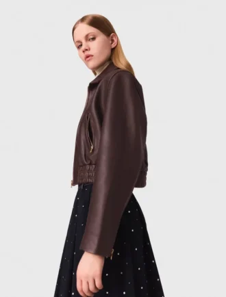 Veste courte en cuir vintage Veste courte en cuir vintage