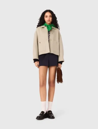 Veste courte en laine avec dos plissé Veste courte en laine avec dos plissé