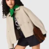 Veste courte en laine avec dos plissé Veste courte en laine avec dos plissé