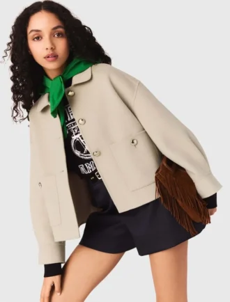 Veste courte en laine avec dos plissé Veste courte en laine avec dos plissé