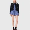 Veste courte en tweed, col amovible
