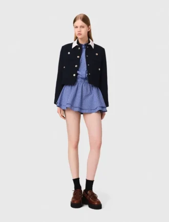 Veste courte en tweed, col amovible