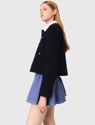 Veste courte en tweed, col amovible