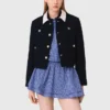 Veste courte en tweed, col amovible