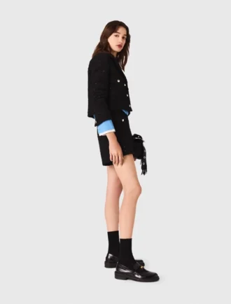 Veste courte en tweed à strass
