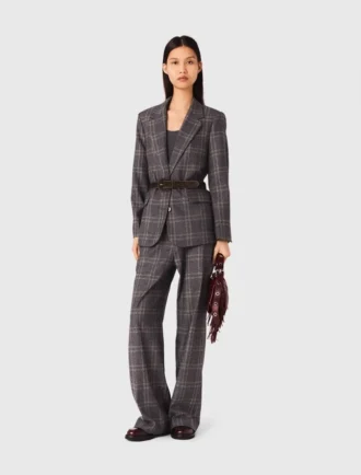 Veste de costume à carreaux avec ceinture