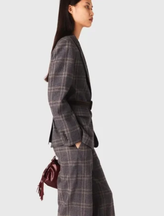 Veste de costume à carreaux avec ceinture