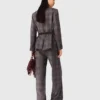 Veste de costume à carreaux avec ceinture