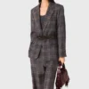 Veste de costume à carreaux avec ceinture