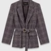 Veste de costume à carreaux avec ceinture