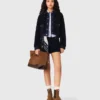 Veste en bouclé et denim