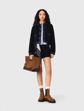 Veste en bouclé et denim