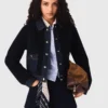 Veste en bouclé et denim
