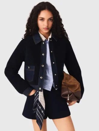 Veste en bouclé et denim