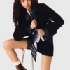 Veste en bouclé et denim