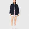 Veste en cuir et simili-mouton