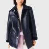 Veste en cuir et simili-mouton