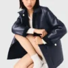 Veste en cuir et simili-mouton