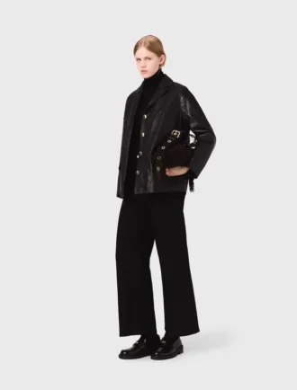 Veste en cuir matelassée