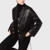 Veste en cuir matelassée