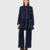 Veste en denim avec simili cuir