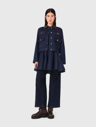 Veste en denim avec simili cuir