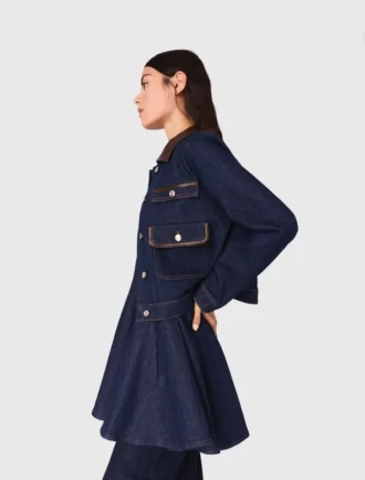 Veste en denim avec simili cuir