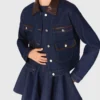 Veste en denim avec simili cuir